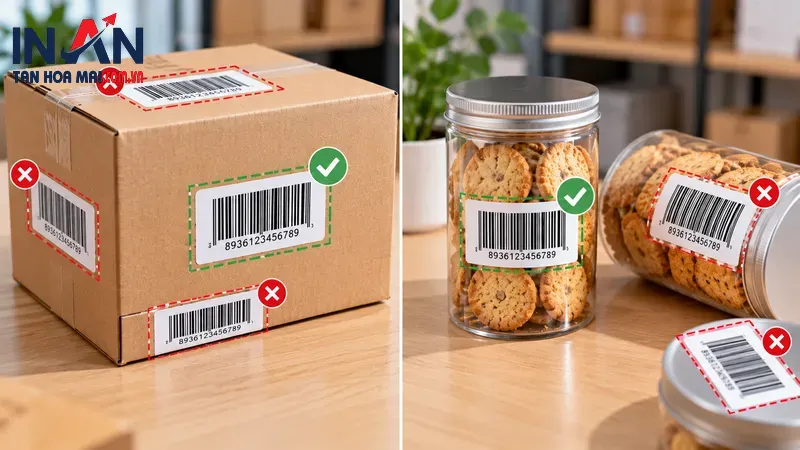 Kiểm tra vị trí dán barcode lên bao bì