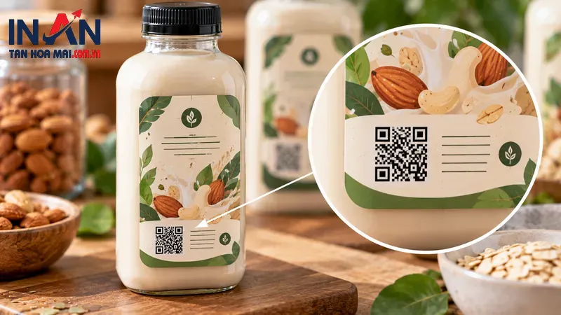 Chi tiết tem mã QR trên nhãn sữa hạt