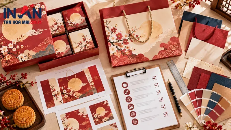 Bản thiết kế túi giấy và hộp bánh Trung Thu