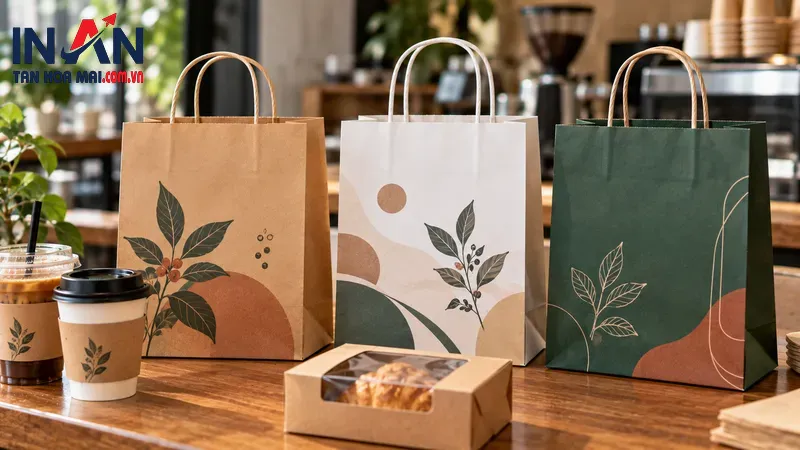 Bộ túi giấy cà phê có logo mẫu tối giản Bộ túi giấy cà phê có logo mẫu tối giản