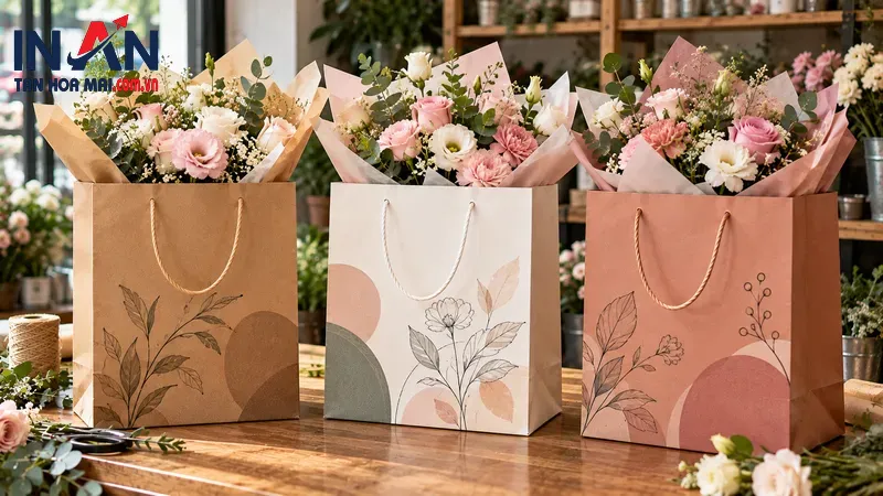 Các túi giấy đựng hoa với kích thước khác nhau Các túi giấy đựng hoa với kích thước khác nhau