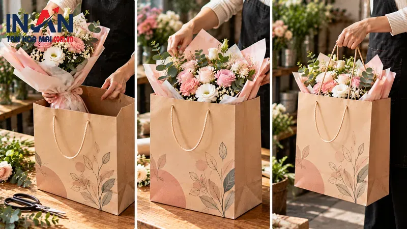 Kiểm tra cách đặt bó hoa trong túi giấy Kiểm tra cách đặt bó hoa trong túi giấy