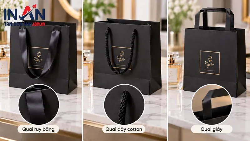 Túi giấy đựng nước hoa và hộp nước hoa đặt cạnh nhau Túi giấy đựng nước hoa và hộp nước hoa đặt cạnh nhau