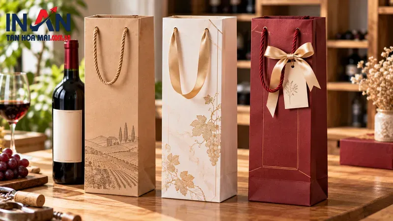 Túi giấy cao dùng chứa một chai rượu vang