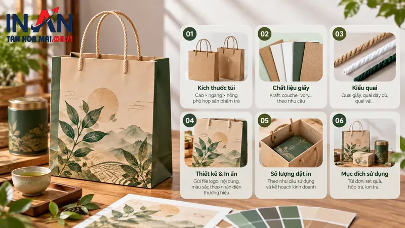 Mẫu túi giấy đựng trà với các lựa chọn giấy Mẫu túi giấy đựng trà với các lựa chọn giấy