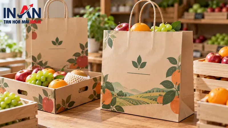 Túi giấy đựng giỏ trái cây và hộp trái cây Túi giấy đựng giỏ trái cây và hộp trái cây