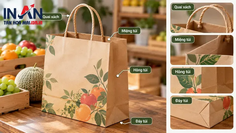 Mẫu túi đựng trái cây có hình in trái cây Mẫu túi đựng trái cây có hình in trái cây