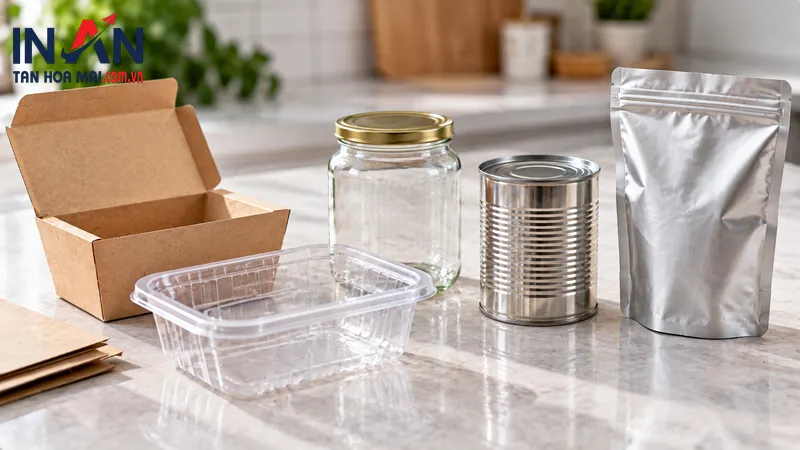 Vật liệu bao bì thực phẩm Vật liệu bao bì thực phẩm gồm giấy nhựa thủy tinh kim loại và túi ghép